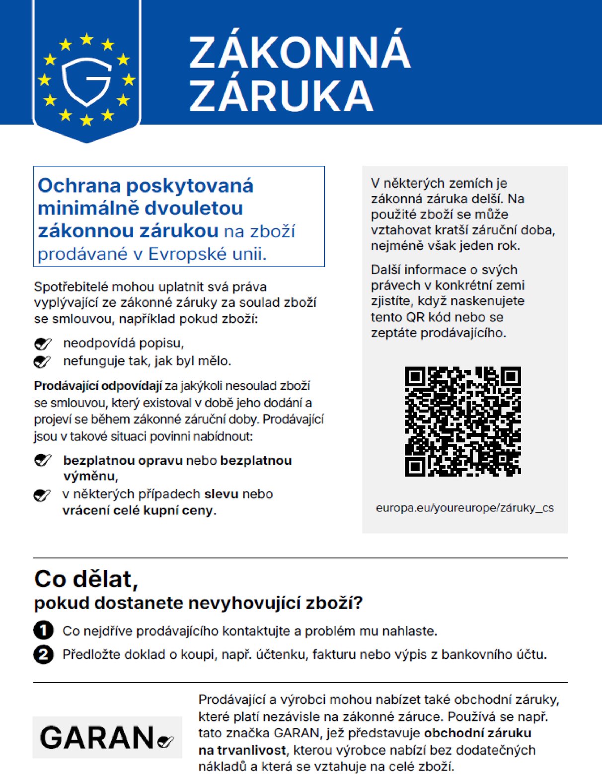 Official EU notice on the legal guarantee of conformity