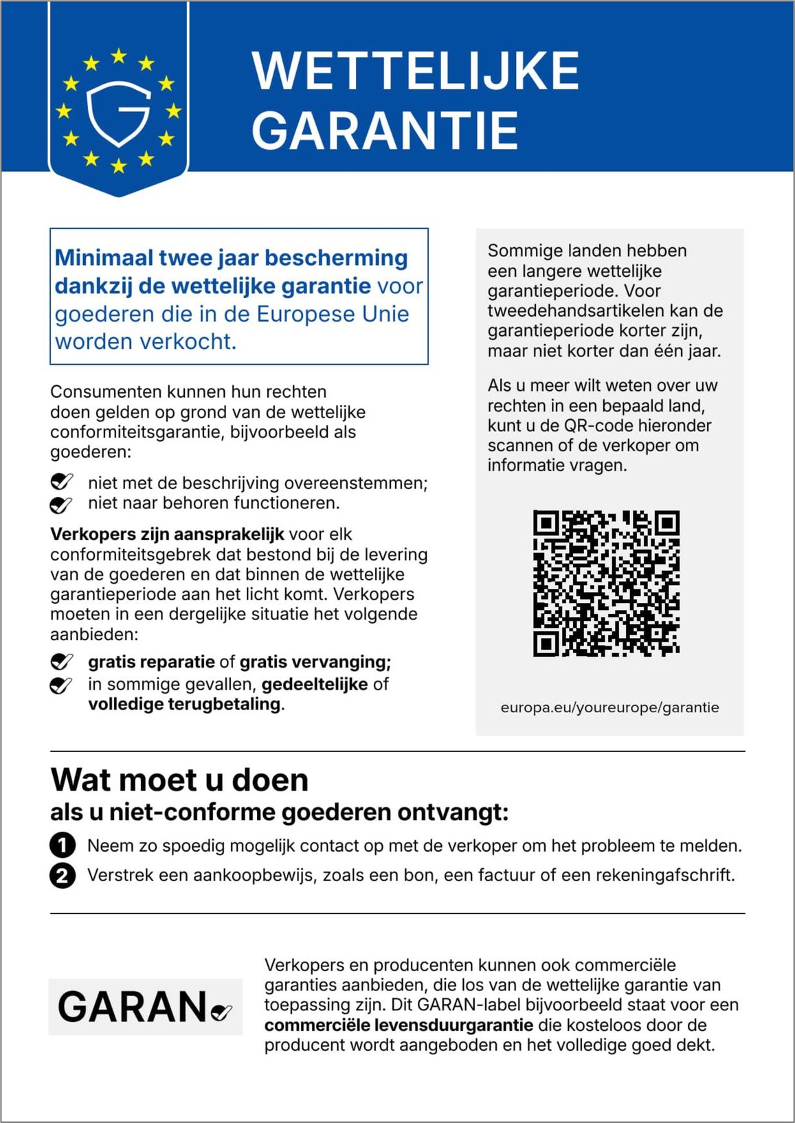 Official EU notice on the legal guarantee of conformity