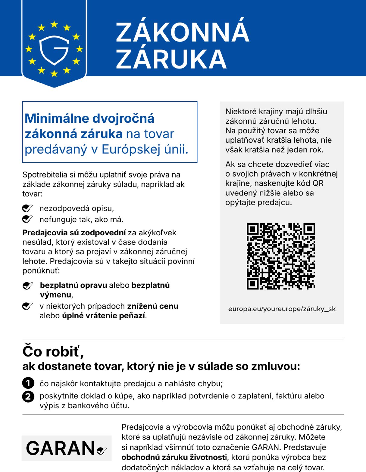 Official EU notice on the legal guarantee of conformity